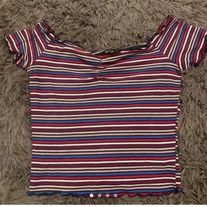 Stripped Off the Shoulder Top